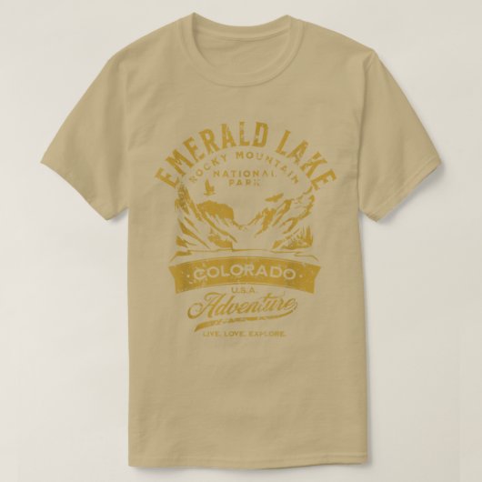 T-shirt Emerald Lake Rocky Mountain National Park Détresse (Design devant)
