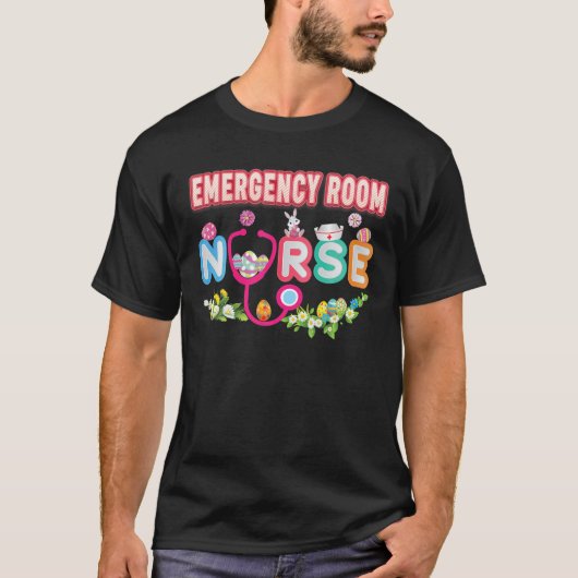 T-shirt Emergency Room Nurse Bunny Easter Eggs Hunt Nursin (Devant)