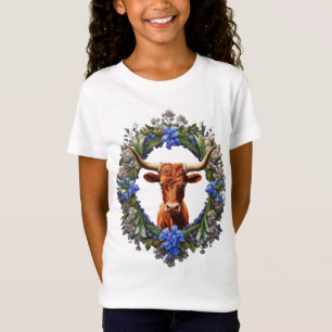 T-Shirt Emma Le Longhorn Entouré D'une Couronne De Lupins