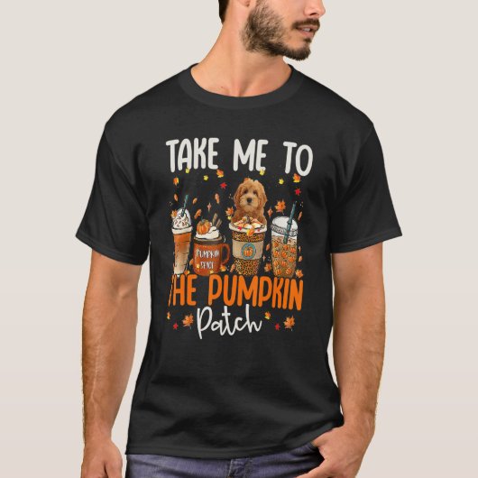T-shirt Emmenez-Moi Au Citrouille Patch Goldendoodle Fall  (Devant)