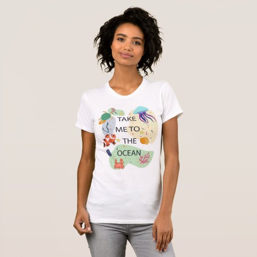T-shirt Emmenez-moi dans les Vibes océaniques, les créatur (Devant entier)