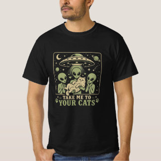 T-shirt Emmenez-Moi Vers Vos Chats Douce Abduction Alien -