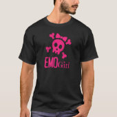 T-shirt Emo Girl Crâne rose avec Cravate Bow Emo Goth Emot (Devant)