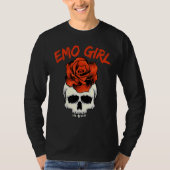 T-shirt Emo Girl Crâne rose avec Rose Emo Goth Émotionnel (Devant)