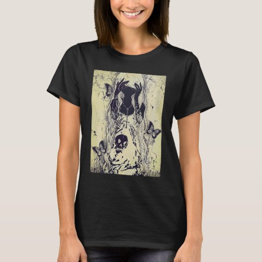 T-shirt Emo punk graphic  womens summer graphic skull butt (Devant)