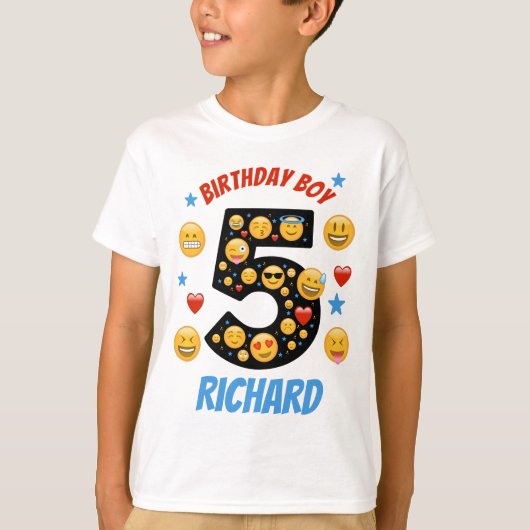 T-shirt Emoji Anniversaire Garçon Cinquième visage sourire (Devant)