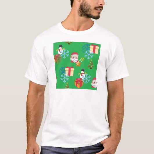 T-shirt emoji de Noël vert (Devant)
