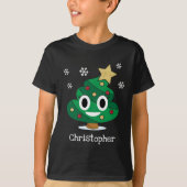 T-shirt Emoji Poop Arbre de Noël avec nom (Devant)