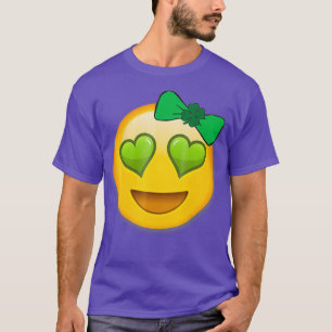 T-shirt Emoji Saint Patricks Day Girls Green Heart Eyes