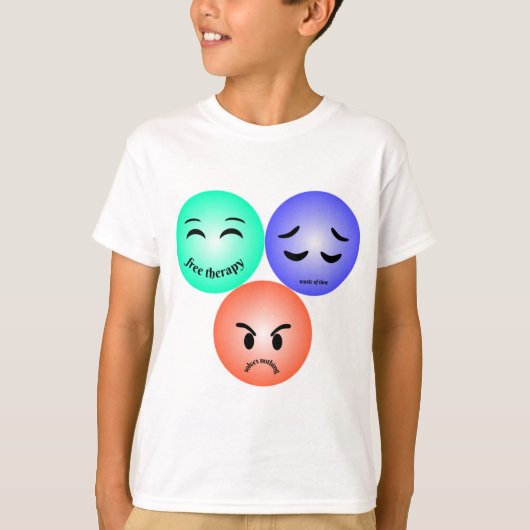 T-shirt Emoji sentiments avec des citations heureuses, tri (Devant)