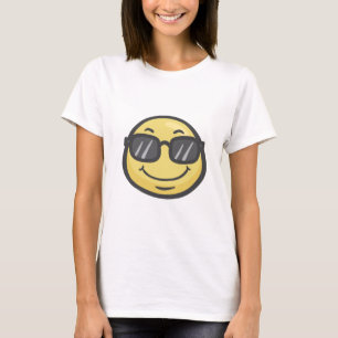 T-shirt Emoji : Visage de sourire avec des lunettes de