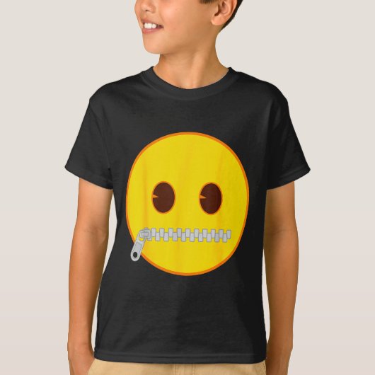 T-shirt Emoji Zip Zipper Mouth Yellow Smile Face (Devant)