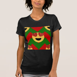 T-shirt émoticône de coeur de noël
