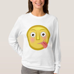 T-shirt Émoticône Langue Dehors Visage Drôle et Idiot