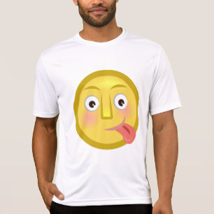 T-shirt Émoticône Langue Dehors Visage Drôle et Idiot