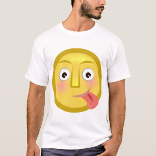 T-shirt Émoticône Langue Sortie Visage Drôle et Niais