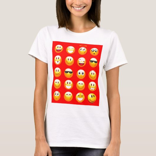T-shirt émoticône rouge (Devant)