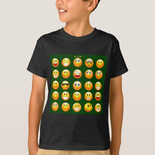 T-shirt émoticône vert foncé (Devant)