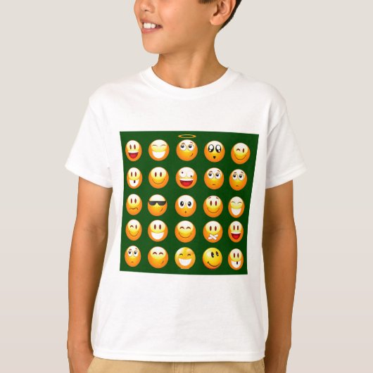 T-shirt émoticône vert foncé (Devant)