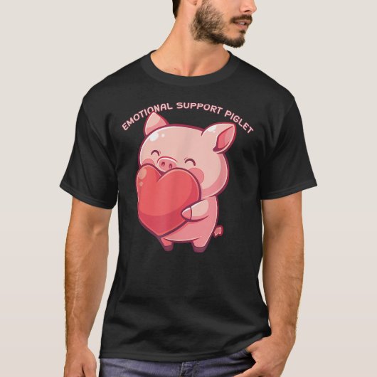 T-shirt Emotional Support Piglet Cute Kawaii Pig Japanese (Devant)