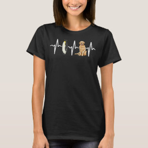 T-shirt Empereur Penguin Golden Retriever Heartbeat Chien