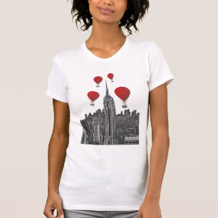 T-shirt Empire State Building et ballons à air d'un rouge