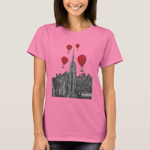 T-shirt Empire State Building et ballons à air d'un rouge