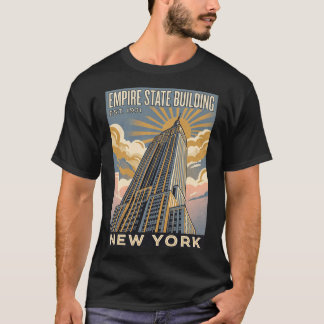 T-shirt Empire State Building New York Voyage Poster Vinta