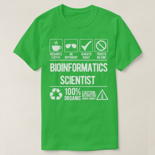 T-shirt Emploi de scientifique en bioinformatique (Design devant)