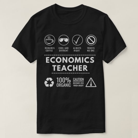 T-shirt Emploi d'enseignant en économie (Design devant)