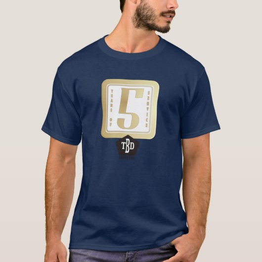 T-shirt Employé d'or de Faux 5 ans de récompense de (Devant)