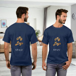 T-shirt Employé du logo commercial bleu<br><div class="desc">Un t-shirt bleu foncé. Personnalisez et ajoutez le logo de votre entreprise. Texte : Personnel</div>