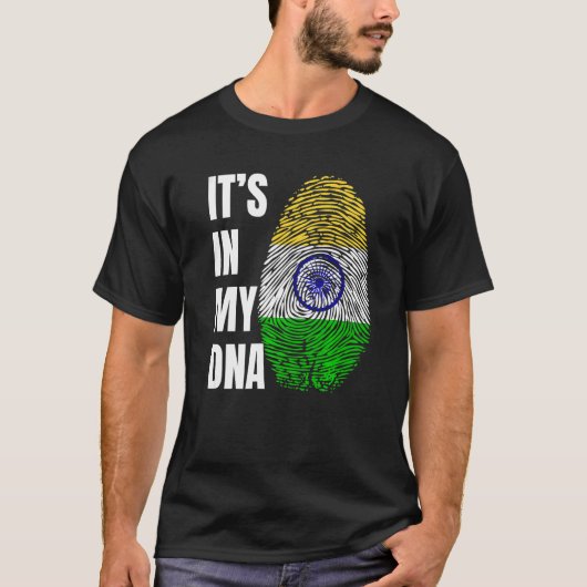 T-shirt Empreinte ADN Biométrie Drapeau Indien Inde (Devant)