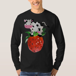 T-shirt Empreinte de fraise Cute Aquarelle rose Vacas de v