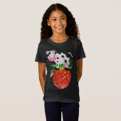 T-Shirt Empreinte de fraise Cute Aquarelle rose Vacas de v (Devant entier)