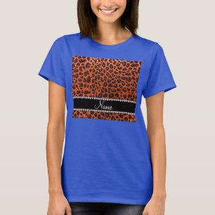 T-shirt Empreinte de léopard de parties scintillant orange