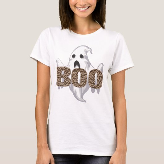 T-shirt Empreinte de léopard Halloween Ghost Boo Costume E (Devant)