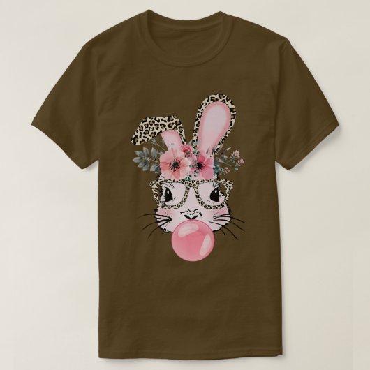 T-shirt Empreinte de léopard Lapin Bunny Blowbble Gum Est (Design devant)