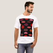 T-shirt Empreinte de lèvres, baisers rose rouge. (Devant entier)