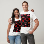 T-shirt Empreinte de lèvres, baisers rose rouge. (Unisexe)