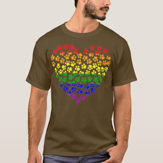 T-shirt Empreinte de patte arc-en-ciel Gay pride  drapeau  (Devant)