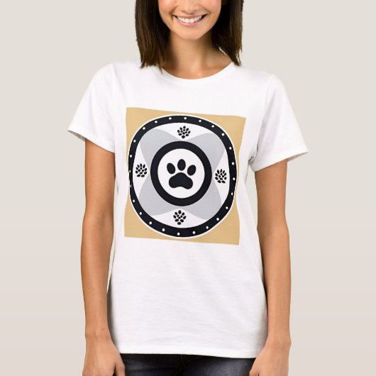 T-shirt Empreinte de Patte avec Éléments Décoratifs (Devant)