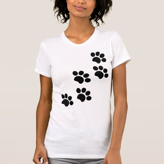 T-shirt Empreinte de patte chat chien mignon noir et blanc (Devant)