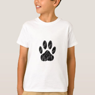 T-shirt Empreinte de patte Chien Noir Avec Flouris Blanc