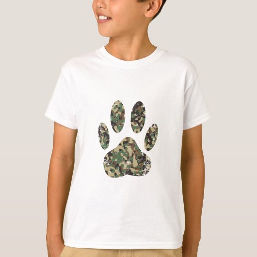 T-shirt Empreinte de patte de chien Camo en détresse (Devant)