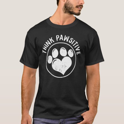 T-shirt Empreinte de patte de chien Chat Réfléchir Positif (Devant)