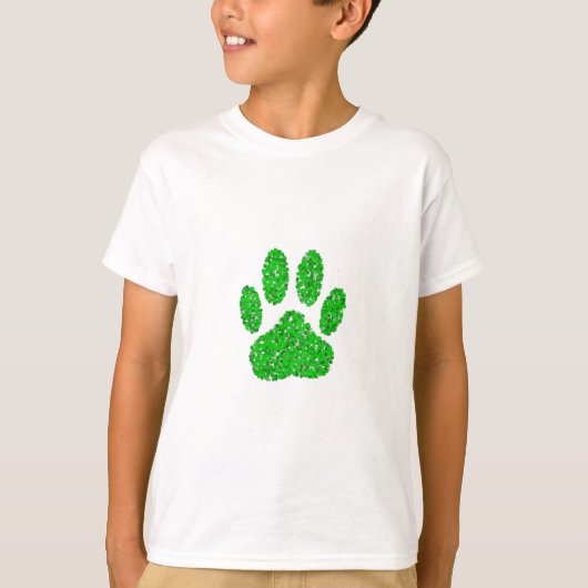 T-shirt Empreinte de patte de chien de feuillage vert (Devant)