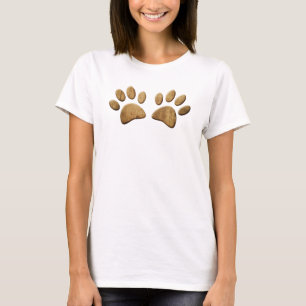 T-shirt Empreinte de patte de chien en bois pour animaux d