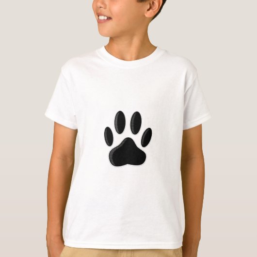 T-shirt Empreinte de patte de chien noir avec effet de pap (Devant)