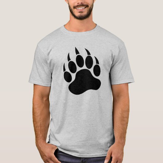 T-shirt Empreinte de patte d'ours noir devant et derrière (Devant)